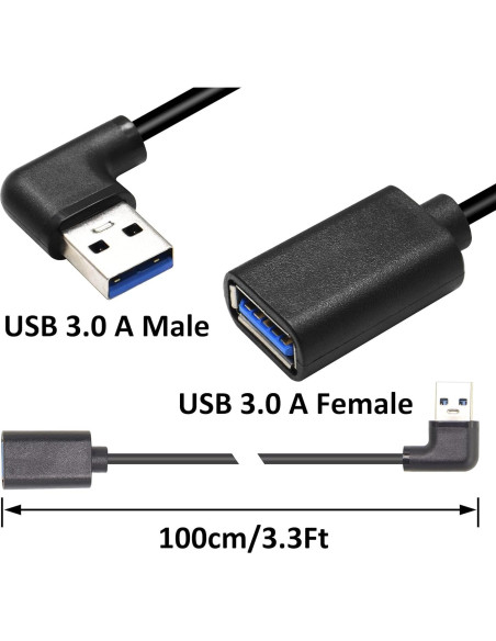Cable de Extensión USB 3.0 GELRHONR 1M Ángulo Izquierdo Negro Cable de Extensión USB 3.0 GELRHONR 1M Ángulo Izquierdo Negro