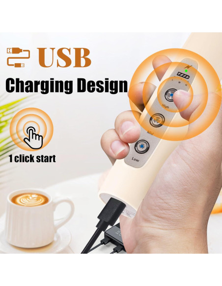 Espumador de Leche Eléctrico Nahida Beige Recargable 1200mAh Espumador de Leche Eléctrico Nahida Beige Recargable 1200mAh