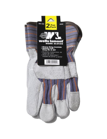 Guantes de Trabajo Wells Lamont 4006N-WNW 2 Pares de Cuero Guantes de Trabajo Wells Lamont 4006N-WNW 2 Pares de Cuero