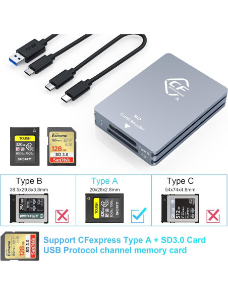 Lector de Tarjetas CFexpress Tipo A y SD Rocketek USB 3.2 Lector de Tarjetas CFexpress Tipo A y SD Rocketek USB 3.2