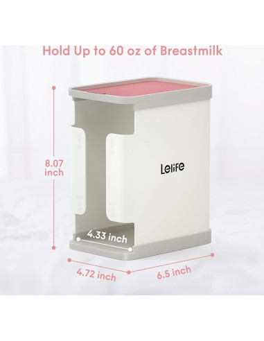 Organizador de Congelador Lelife para Leche Materna Rosa 1700ml