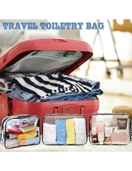 16 Bolsas de Maquillaje Transparentes TSA PVC Impermeables Negro 16 Bolsas de Maquillaje Transparentes TSA PVC Impermeables Negro