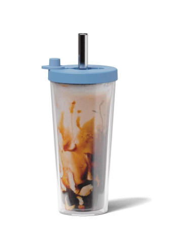 Taza Reutilizable Dodoko de Boba 500 ml con Tapa y Pajilla Azul