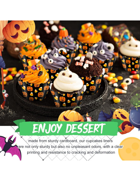 100 Envolturas de Cupcake Halloween Domensi Calabaza 8 cm 100 Envolturas de Cupcake Halloween Domensi Calabaza 8 cm