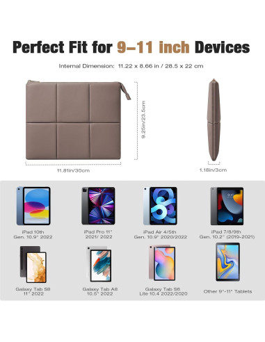 Funda Acolchada MoKo para Tabletas 9-11" Color Café