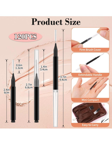 Juego de 120 Cepillos Micro para Cejas y Pestañas MAPVOLUT