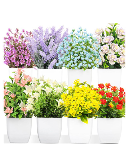 Plantas Artificiales en Maceta LELEE - 8 Pcs Eucalipto Decorativas Plantas Artificiales en Maceta LELEE - 8 Pcs Eucalipto Decorativas