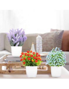 Plantas Artificiales en Maceta LELEE - 8 Pcs Eucalipto Decorativas 2
