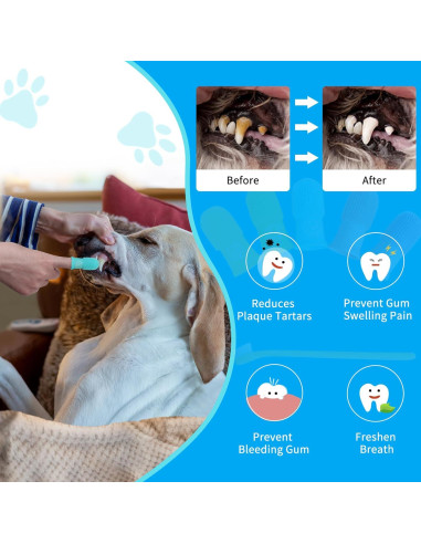 Cepillo de Dedo para Perro Powerfeng - Kit de 6 Piezas