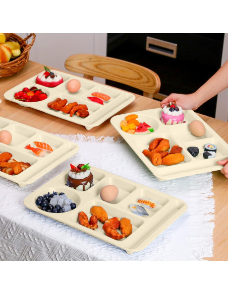 Pinkunn 8 Platos Divididos Irrompibles de Paja Beige 36x26 cm Pinkunn 8 Platos Divididos Irrompibles de Paja Beige 36x26 cm