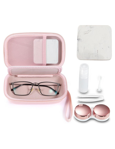 Estuche 2 en 1 para Gafas y Lentes de Contacto MUQING Rosa