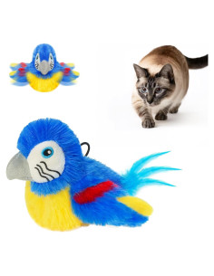 Juguete Interactivo para Gatos VANNON Pájaro Aleteante Azul