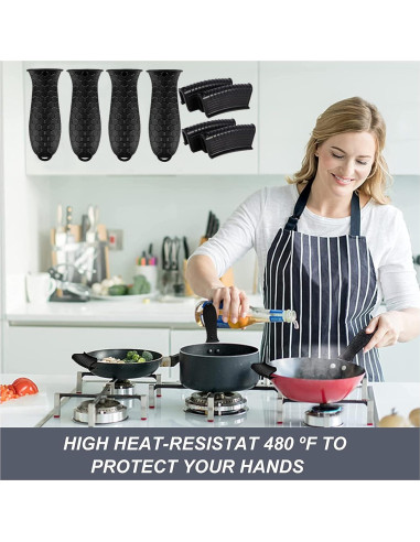 Soporte de Mango de Silicona OYSIR 8 Pcs Resistente al Calor