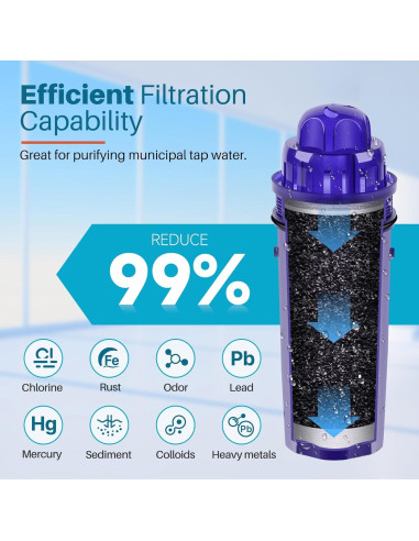 Filtro de Agua de Jarra ICEPURE PPF001 Compatible con PUR