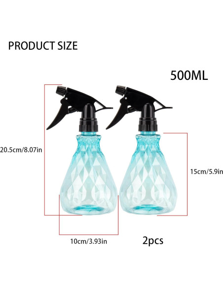 2 Botellas de Spray Reutilizables Wugongshan 500 ml Azul 2 Botellas de Spray Reutilizables Wugongshan 500 ml Azul