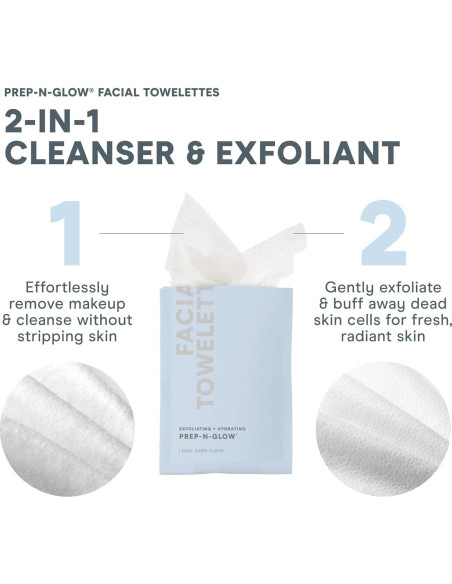 Toallitas Faciales NuFACE Prep-N-Glow 5 Paquetes 2-en-1 Toallitas Faciales NuFACE Prep-N-Glow 5 Paquetes 2-en-1