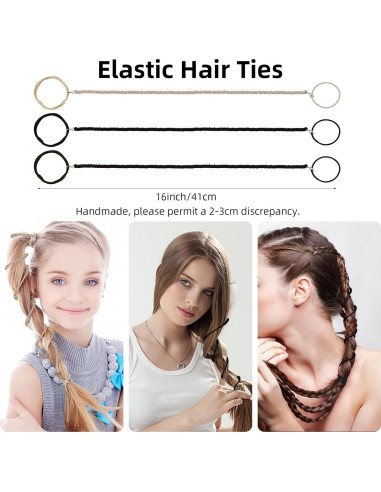 Paquete de 3 gomas para cabello ProChosen 40.64 cm trenzadas