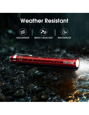 Linterna LED de Bolígrafos RECHOO 4 Pack Roja Impermeable