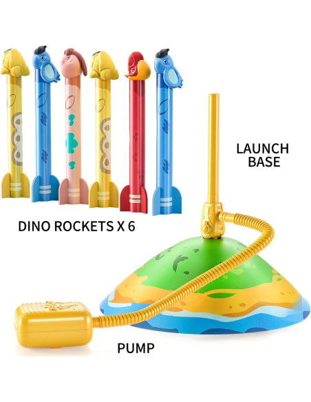 Lanzador de Cohetes Dinosaurio TEMI - 6 Cohetes, 30 m, Juguete Infantil Lanzador de Cohetes Dinosaurio TEMI - 6 Cohetes, 30 m, Juguete Infantil