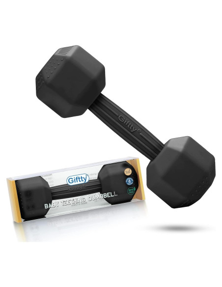 Juguete de Mancuerna para Bebés Giftty - Sonajero de Silicona Negro Juguete de Mancuerna para Bebés Giftty - Sonajero de Silicona Negro