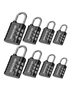 Candado de Combinación GIVERARE 3 Dígitos 8 Pack Negro