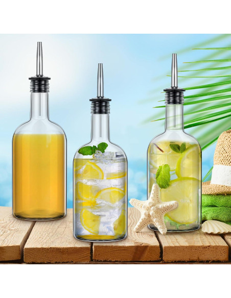 Juego de 4 Botellas de Vidrio Baderke 500ml con Vertedores Juego de 4 Botellas de Vidrio Baderke 500ml con Vertedores