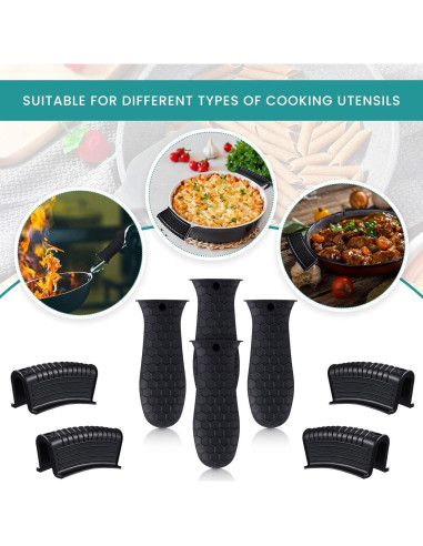 Conjunto de 8 Soportes de Silicona Patelai para Ollas - Negro