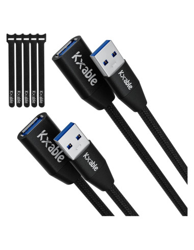 Cable de Extensión USB 3.0 Kxable 30cm (2 Paquete) Trenzado
