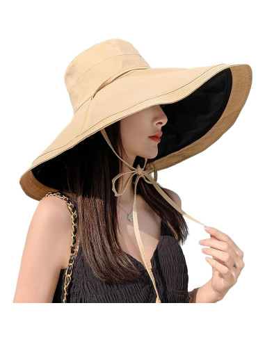 Sombrero de Playa Reversible HUAMULAN 18 cm Protección UV