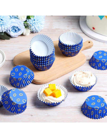 Forros de Cupcake Vesici 300 Piezas Azul y Dorado 5x3cm Forros de Cupcake Vesici 300 Piezas Azul y Dorado 5x3cm