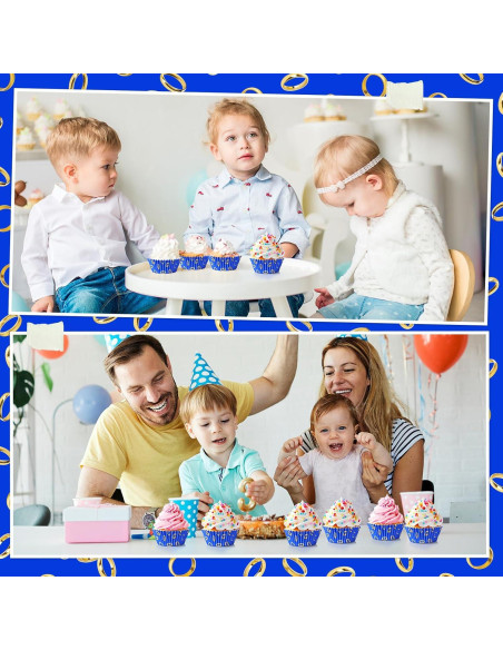 Forros de Cupcake Vesici 300 Piezas Azul y Dorado 5x3cm Forros de Cupcake Vesici 300 Piezas Azul y Dorado 5x3cm