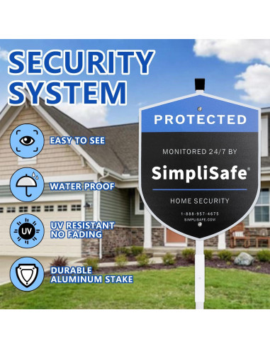 Cartel de Jardín SimpliSafe con 6 Calcomanías de Seguridad