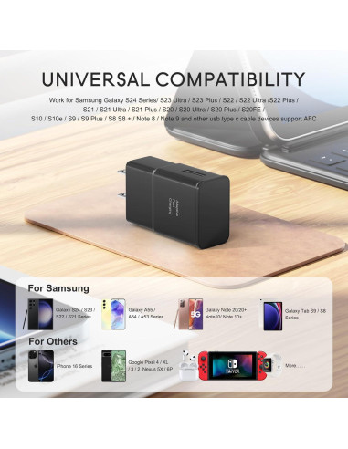 Cargador de pared rápido adaptativo Samsung 18W negro