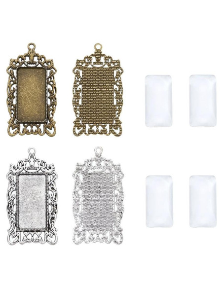 KISSITTY 10pcs Bandejas Colgantes Plata Antigua y Bronce KISSITTY 10pcs Bandejas Colgantes Plata Antigua y Bronce