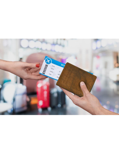 Cubierta de Pasaporte de Cuero Genuino Silla Antigua con BFR