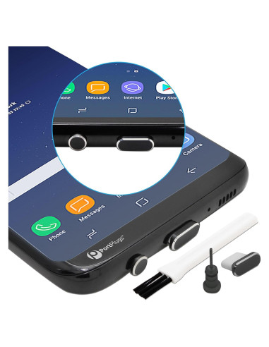 Juego de Tapones de Polvo USB-C PortPlugs para iPhone y Samsung