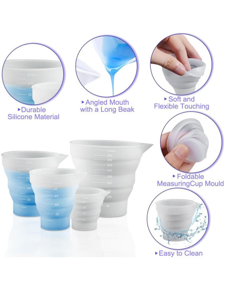 Conjunto de 4 Tazas Medidoras de Silicona Koonafy 50ml-500ml Conjunto de 4 Tazas Medidoras de Silicona Koonafy 50ml-500ml