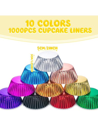 1000 Forros de Cupcake de Papel de Aluminio Vesici 5 cm Colorido