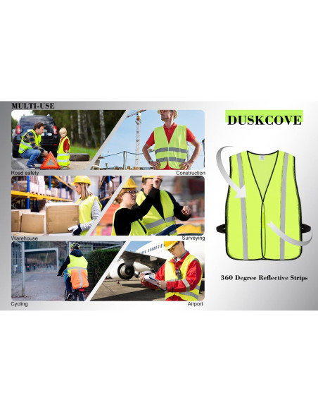 Chalecos de Seguridad DUSKCOVE 10 Pzas Alta Visibilidad Amarillo Chalecos de Seguridad DUSKCOVE 10 Pzas Alta Visibilidad Amarillo