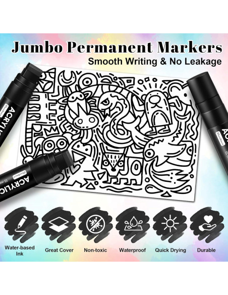 Set de 4 Marcadores Permanentes Jumbo Negros Zhenbuco 15mm Set de 4 Marcadores Permanentes Jumbo Negros Zhenbuco 15mm