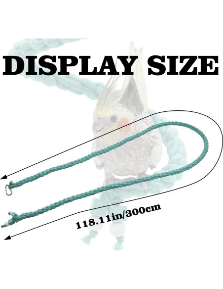 Percha de Cuerda Espiral Dnoifne 3M para Aves Azul Percha de Cuerda Espiral Dnoifne 3M para Aves Azul