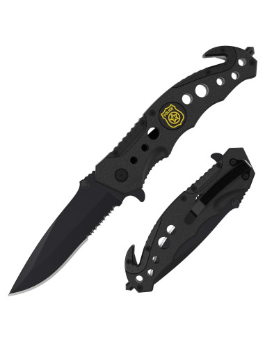 Cuchillo Táctico Swiss Safe 3-en-1 para Militares - Negro