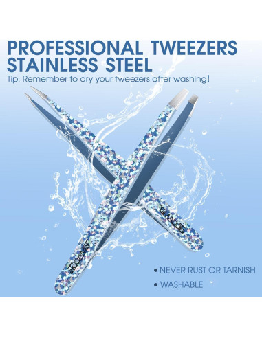 Pinzas para Depilar Cejas TsMADDTs - Acero Inoxidable, 2 Piezas