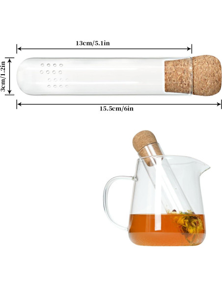 Infusores de Té de Vidrio 2 Pcs Werduoland con Tapa de Corcho Infusores de Té de Vidrio 2 Pcs Werduoland con Tapa de Corcho