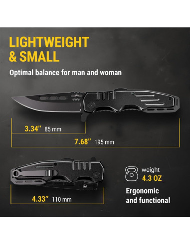 Cuchillo de bolsillo Grand Way 6681 - Hoja 8.69 cm negra