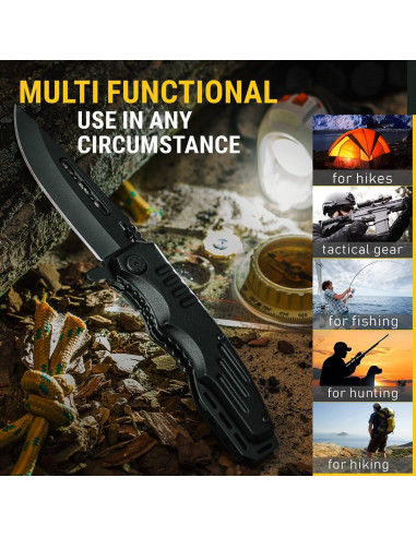 Cuchillo de bolsillo Grand Way 6681 - Hoja 8.69 cm negra