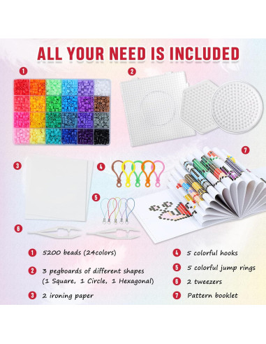 Kit de Perlas Fundidas QUEFE 5200pcs 24 Colores 5mm