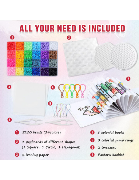 Kit de Perlas Fundidas QUEFE 5200pcs 24 Colores 5mm Kit de Perlas Fundidas QUEFE 5200pcs 24 Colores 5mm