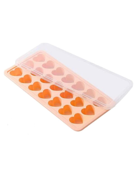 Bandeja de Hielo en Silicona Fuukou Corazón Naranja 21 Cubitos Bandeja de Hielo en Silicona Fuukou Corazón Naranja 21 Cubitos