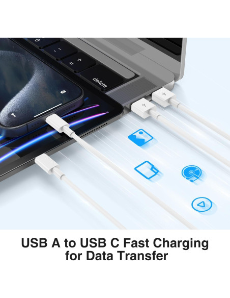 Cable Carplay USB A a C Kitminun 0.91m 2Pack Carga Rápida Cable Carplay USB A a C Kitminun 0.91m 2Pack Carga Rápida